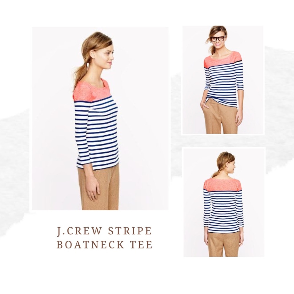 J.Crew Women’s Stripe Boatneck Tee Size Medium